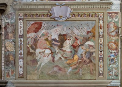 Escena de batalla, de las Actas de Godofredo de Bouillon en la toma de Jerusalén, c.1589-94 (fresco) de Cosimo Daddi