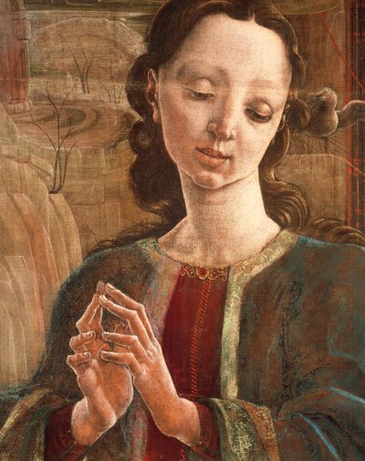 Anunciación, contraventana del órgano en la Catedral de Ferrara de Cosimo Tura