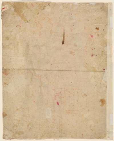 La Cabeza de San Jorge y Planos Arquitectónicos (verso) de Cosmas Damian Asam