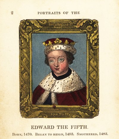 Retrato del rey Eduardo V de Inglaterra, nacido en 1470, comenzó a reinar en 1483 y fue asfixiado en 1483 de Cosmo Armstrong