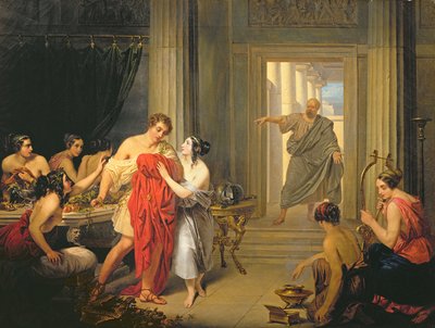 Alcibíades entre las hetaeras (óleo sobre lienzo) de Cosroe Dusi