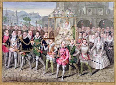 Reina Isabel I en procesión con sus cortesanos, c1600-1603 de Countess of Essex Sarah