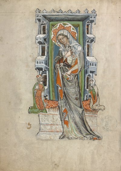 Santa Eduviges de Silesia con el Duque Luis de Legnica y Brieg y la Duquesa Inés, 1353 de Court workshop of Duke Ludwig I