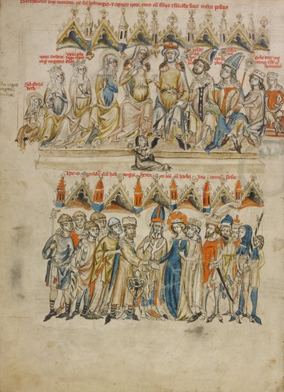 Familia de Berthold IV de Merania. El matrimonio de Hedwig y Heinrich, 1353 de Court workshop of Duke Ludwig I