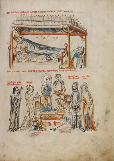 Heinrich Durmiendo y Eduviges Rezando; Heinrich y Eduviges con sus Hijos de Court workshop of Duke Ludwig I of Liegnitz and Brieg