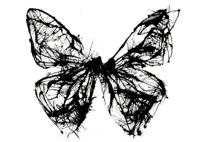 Mariposa negra, 2021 (tinta acrílica sobre papel de trapo de algodón) de Courtenay Kusitor