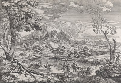 Paisaje con un hombre mostrando a Mercurio el águila de Júpiter de Crescenzio Onofri