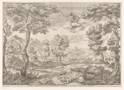 Adonis atacado por un jabalí Paisajes después de pinturas en el Palazzo Theodoli en San Vito Romano (título de la serie) de Crescenzio Onofrij