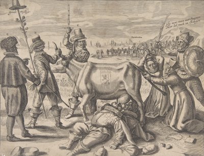 Lucha por la vaca lechera flamenca, 1646 de Crispijn de Passe I