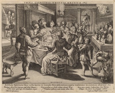 El banquete de Baltasar de Crispijn de Passe I after Maarten