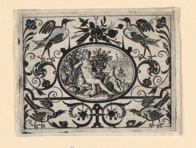 Sentido del olfato, placa de Quinque sensum typi in usum aurifabroru exarati (Imágenes de los cinco sentidos grabadas para el beneficio del orfebre) de Crispijn de Passe the Elder