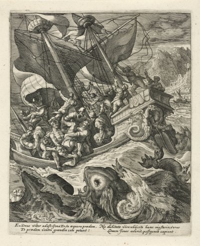 Jonás es arrojado por la borda por los marineros Historia de Jonás (título de la serie) de Crispijn van de Passe (I)