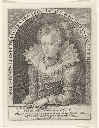 Retrato de Elisabeth Stuart, Reina de Bohemia de Crispijn van de Passe (I)