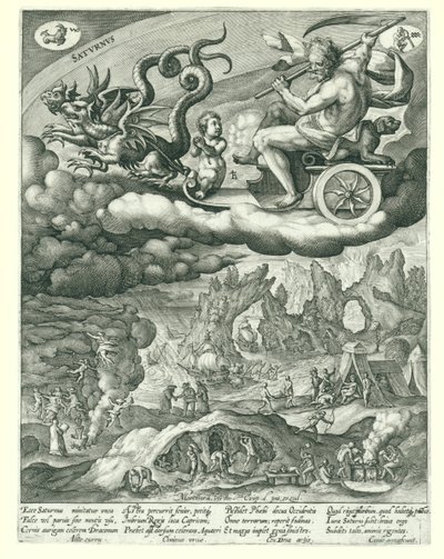 Saturno Satvrnvs (título sobre el objeto) Los siete planetas (título de la serie) La cadena de oro de Platón (título de la serie) de Crispijn van de Passe (I)