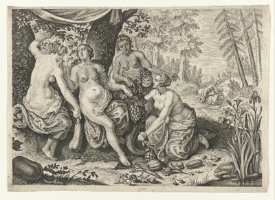 Las ninfas llenan el cuerno de la abundancia
Metamorfosis de Ovidio (título de la serie) de Crispijn van de Passe (II) (attributed to)