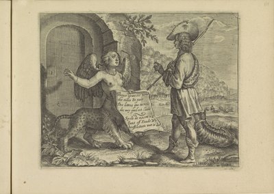 Gesprek tussen een sfinx y een herder Los retratos reales de algunas de las más grandes damas de la cristiandad disfrazadas de pastoras. (título de la serie) de Crispijn van de Passe (II)