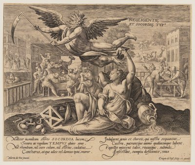 Negligentie et Socordie Typus, del Tiempo con Virtudes y Vicios de Crispijn van de Passe I