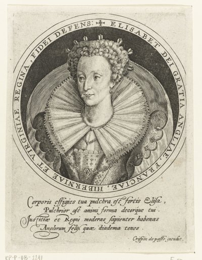 Retrato de la Reina Isabel I de Inglaterra de Crispin I de Passe