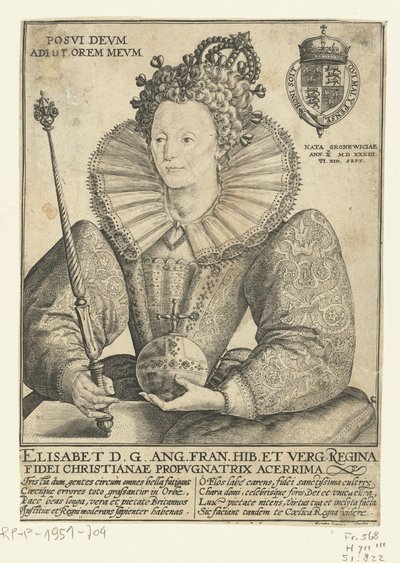 Retrato de la Reina Isabel I de Inglaterra, 1592 de Crispin  Passe