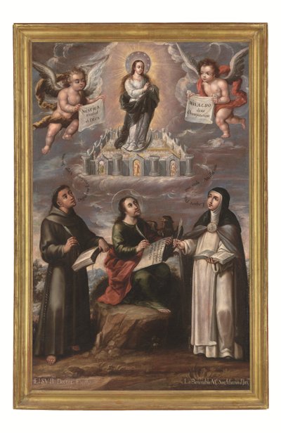 La Ciudad Mística de Dios, c.1700 (óleo sobre lienzo) de Cristobal de (workshop of) Villalpando