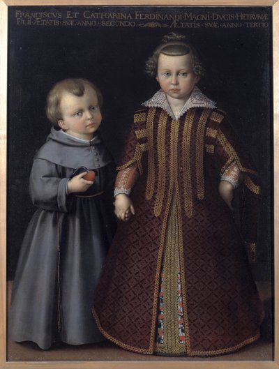 Retrato de Francisco y Catalina de Médicis, hijos de Fernando de Cristofano Allori