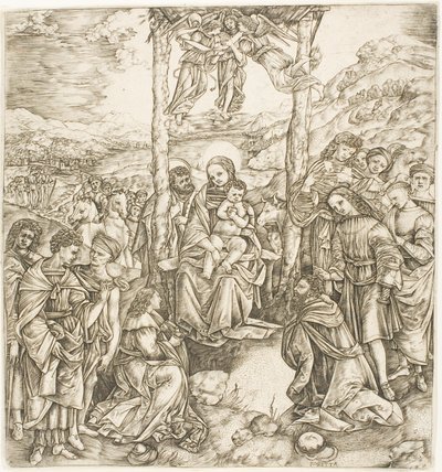 La adoración de los magos de Cristofano Robetta