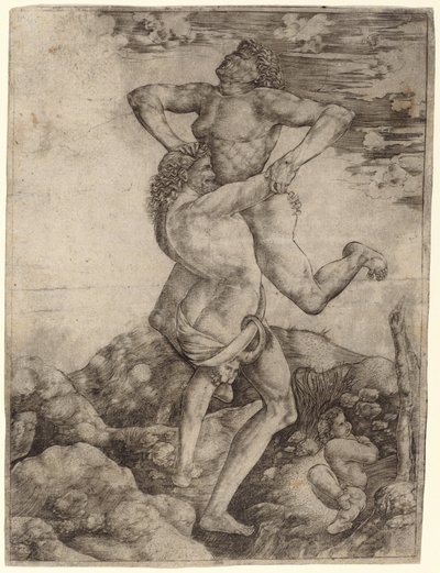 Hércules y Anteo de Cristofano Robetta, after Antonio del Pollaiuolo