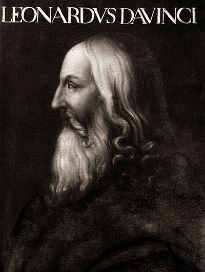 Retrato de Leonardo da Vinci (Leonardo da Vinci) (1452 - 1519) - Pintura anónima - Museo Uffizi Florencia de Cristofano dell