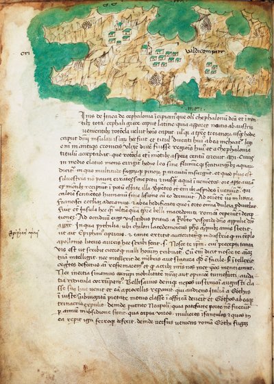 Carta de Ithaki, c.1420 (vitela) de Cristoforo Buondelmonti