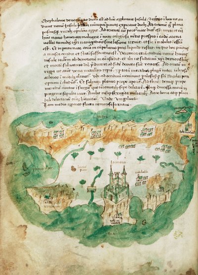 Carta de Zakinthos, c.1420 (vitela) de Cristoforo Buondelmonti