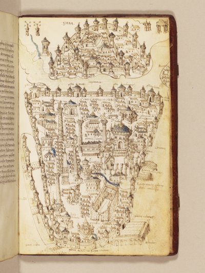 Mapa de Constantinopla, ilustración del "Liber Insularum Archipelagi" de Cristoforo Buondelmonti