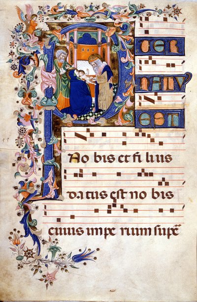 La circuncisión de Cristo en una letra P. Partitura (Coral) del siglo XV por Cristoforo Cortese (primera mitad del siglo XV). Biblioteca Brera, Milán de Cristoforo Cortese