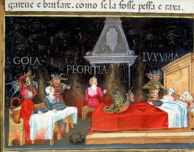 Castigo de los lujuriosos, los glotones y los perezosos de Cristoforo De Predis