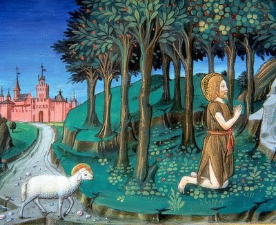 Juan el Bautista reza ante las puertas de la ciudad. 1476 de Cristoforo De Predis