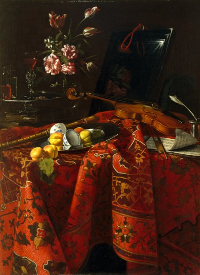 Naturaleza muerta con instrumentos musicales, c.1710-1715 (óleo sobre lienzo) de Cristoforo Munari