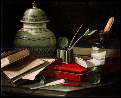 Naturaleza muerta con implementos de escritura, finales del siglo XVII o principios del XVIII de Cristoforo Munari