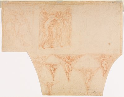 Estudios para Cristo encontrándose con su madre..., Estudios de un ángel en un pendentivo verso, 1599-1604 de Cristoforo Roncalli