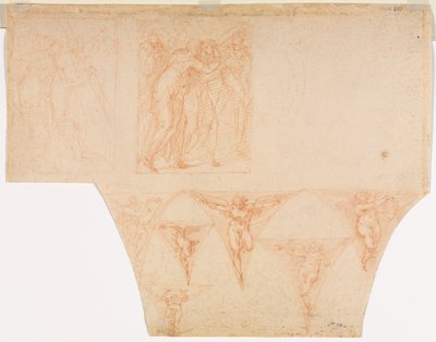 Studies for Christ Meeting His Mother on the Road to Calvary, Studies of an Angel in a Pendentive (verso) de Cristoforo Roncalli