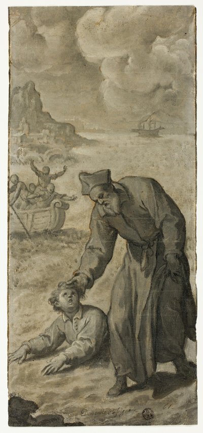 Estudio para San Felipe Neri Rescatando a un Joven que se Ahoga de Cristoforo Roncalli