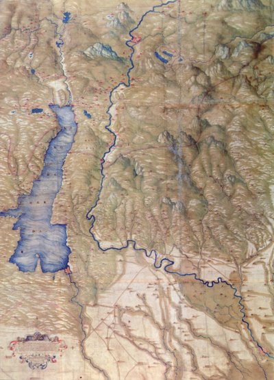 Mapa del lago de Garda y áreas circundantes de Cristoforo Sorte