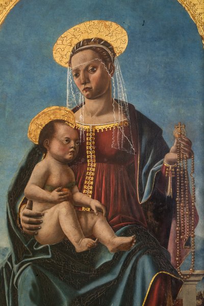 Virgen con el Niño Jesús, detalle de 2384571 (óleo sobre tabla) de Cristoforo da Lendinara Canozzi or Canozi