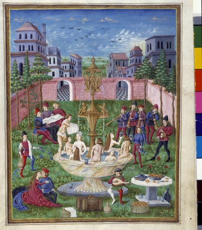 Influencia de Mercurio: el Jardín del Amor y la Fuente de la Juventud. Miniatura realizada por Cristoforo de Predis (v. 1440-v. 1486) - en “De Sphaera” d