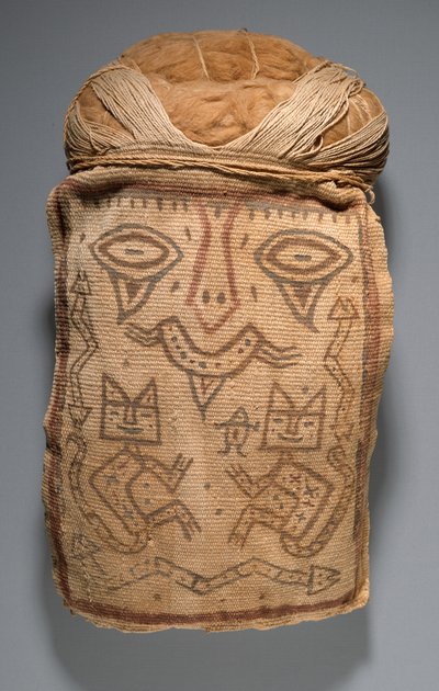 Cabeza falsa para fardo funerario o máscara de momia, 200-100 a.C. de Culture Paracas