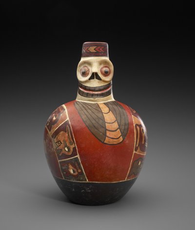 Botella figurativa con máscara de la muerte, 600-1000 d.C. de Culture Wari