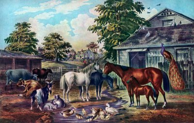 Granja americana en la mañana, 1857 de Currier and Ives