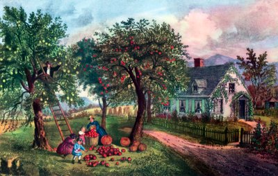 Hogar Americano en Otoño, 1869 de Currier and Ives