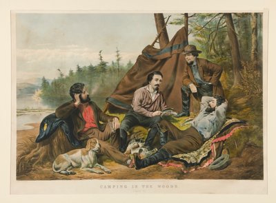 Acampar en el bosque. de Currier and Ives
