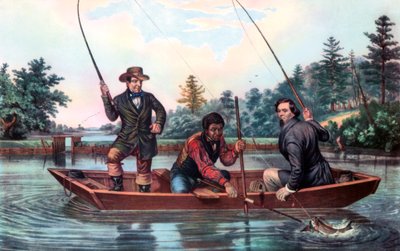 Pescando una trucha de Currier and Ives