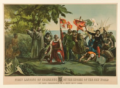 Primer Desembarco de Colón en las Costas del Nuevo Mundo de Currier and Ives