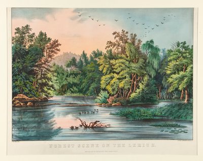 Escena del bosque en el Lehigh de Currier and Ives